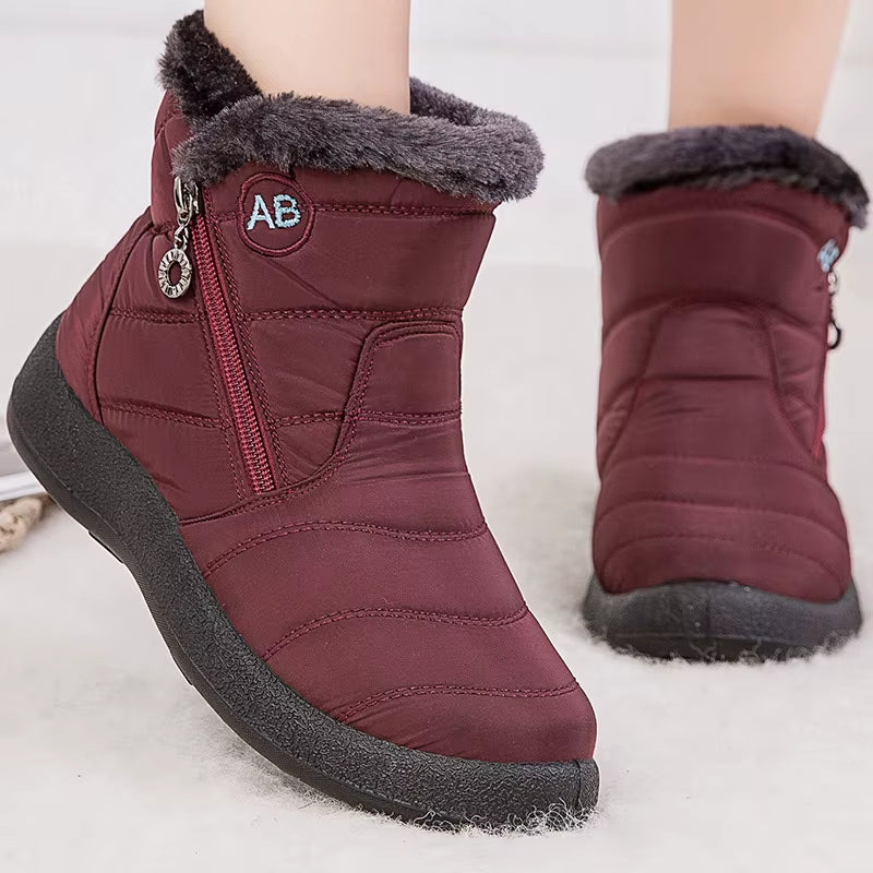 Women'S Boots Women'S Ankle Boots with Fur Winter Shoes Women Low Heels Winter Boots Snow Waterproof Botas Mujer Winter Footwear