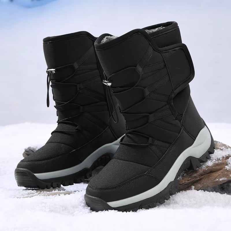 Brand Men'S Winter Shoes Waterproof Men'S Boots Warm Plush Couple Snow Boots Outdoor Non-Slip Hiking Boots Men Work Ankle Boots