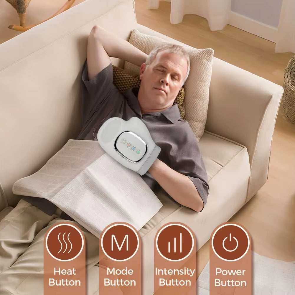 Smart Hand Massager Cordless Air Pressure Kneading Vibration Glove Carpal Tunnel Wrist Finger Palm Massage Device for Relaxation